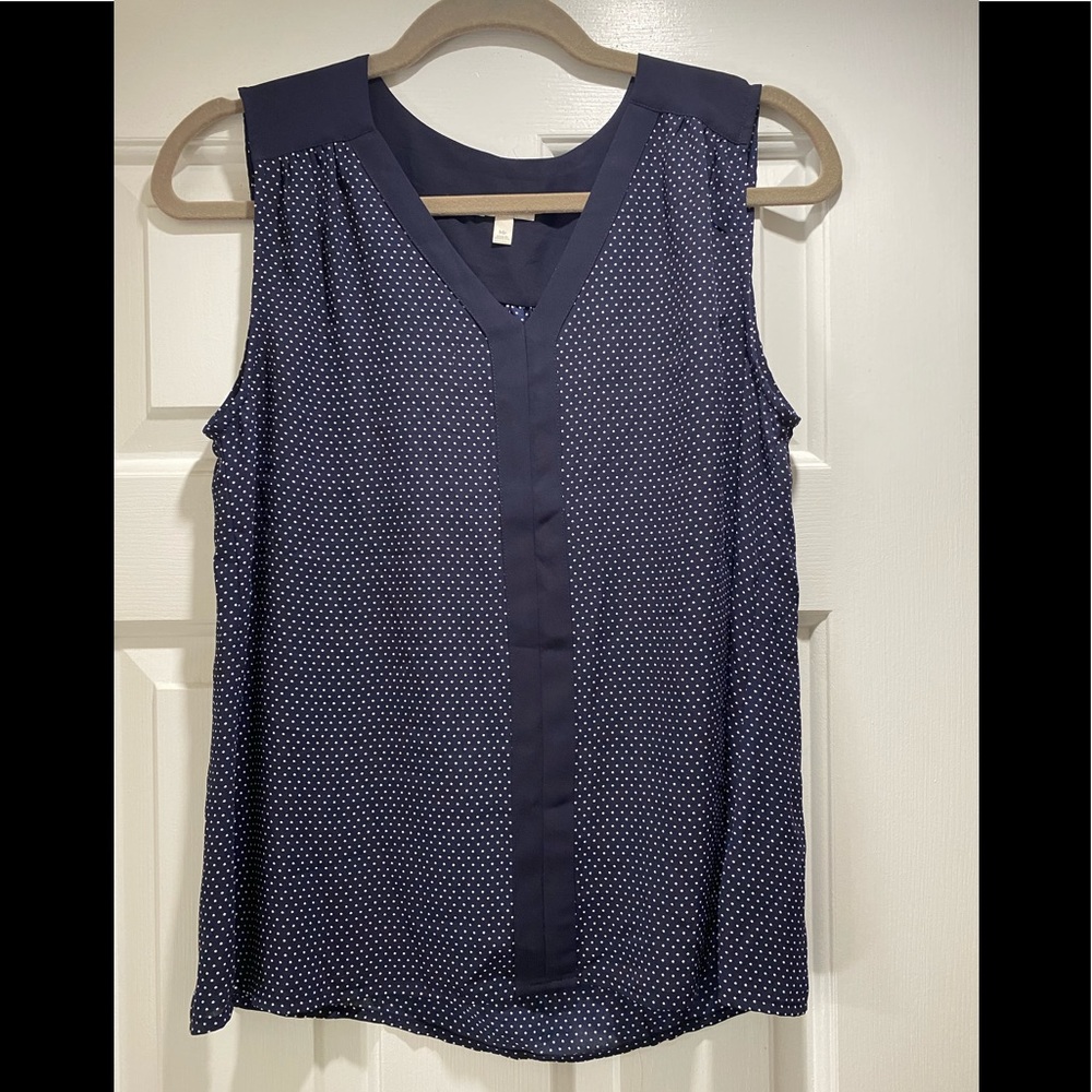 Navy blue white polkadot sleeveless top